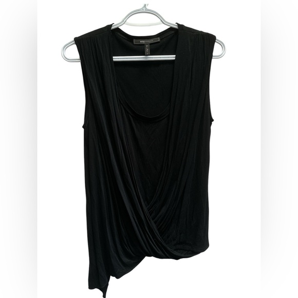 BCBGMaxAzria Tops - BCBGMAXAZRIA Asymmetrical Draped, 100% Modal sleeveless black blouse size S